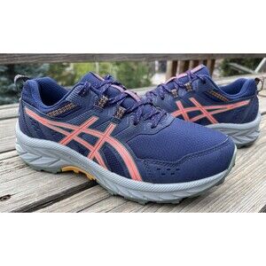 Asics Gel-Venture 9 Women's size 7.5 Wide Trail Running Shoes Indigo Blue/Papaya